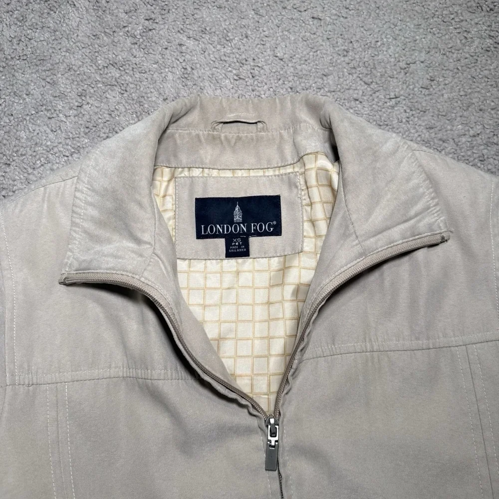 London Fog Women's Lined Microfiber‎ Sueded Zip Front Rain Jacket Sz XS PETITE